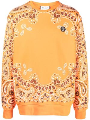 Bluza z nadrukiem z wzorem paisley z okrągłym dekoltem Philipp Plein pomarańczowa