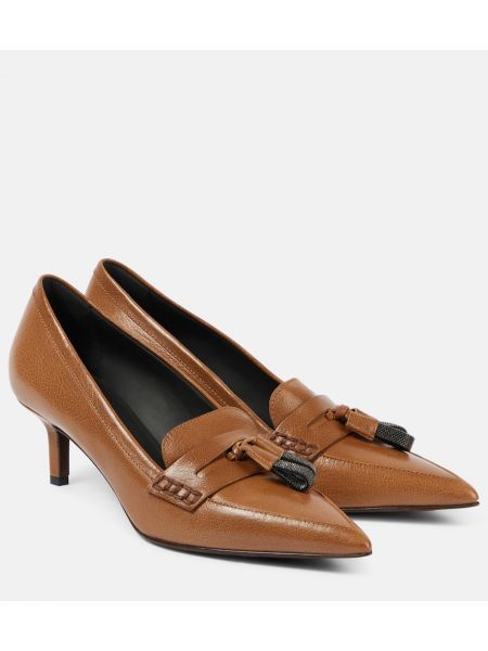 Lær pumps Brunello Cucinelli brun