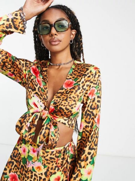 Леопардовая атласная блузка с принтом Collusion