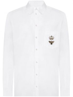 Bavlněná košile s výšivkou Dolce & Gabbana bílá