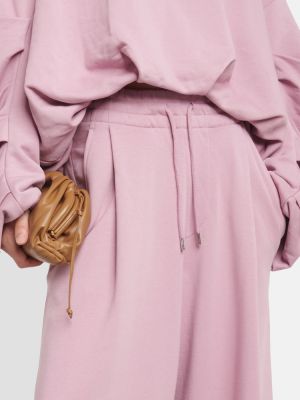 Πλισέ βαμβακερό παντελόνι σε φαρδιά γραμμή Dries Van Noten ροζ