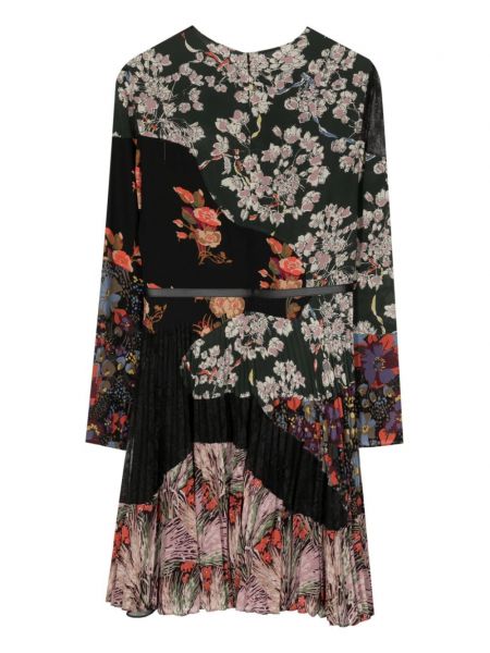 Jedwabna sukienka w kwiatki z nadrukiem Valentino Garavani Pre-owned czarna