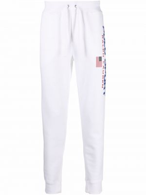 Pantaloni sport cu imagine Polo Ralph Lauren alb