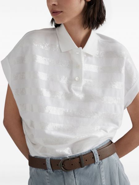 Medvilninis polo marškinėliai Brunello Cucinelli balta