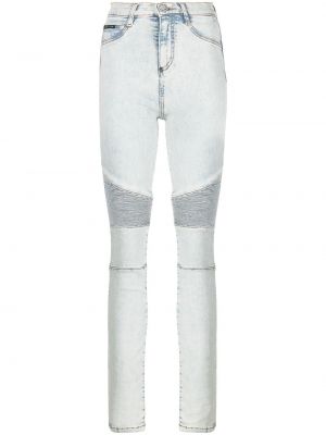 Skinny fit-jeans med hög midja Philipp Plein blå