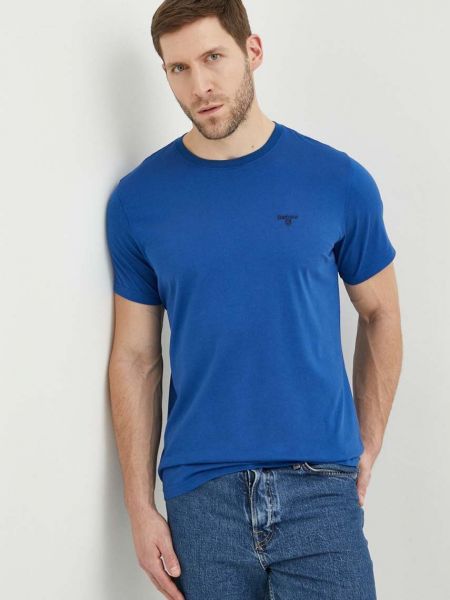 Памучна тениска с дълъг ръкав Barbour синьо