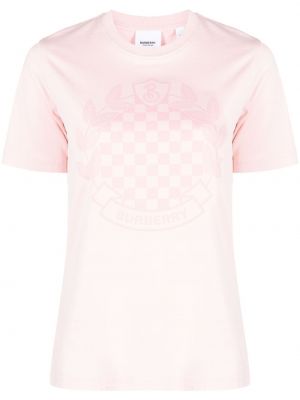 Bavlněné tričko Burberry růžové
