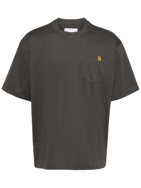 T-shirt aus baumwoll mit rundem ausschnitt Sacai grau