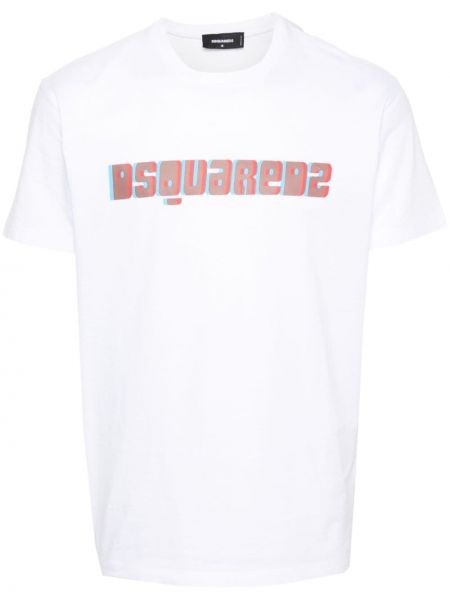 Βαμβακερή μπλούζα με σχέδιο Dsquared2 λευκό