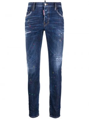 Jeans skinny effet usé Dsquared2 bleu