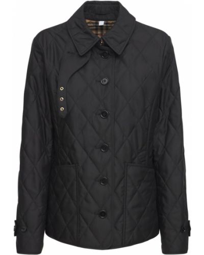 Pikowana nylonowa kurtka na guziki Burberry czarna