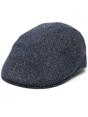 Вълнена шапка с козирки от туид Borsalino синьо