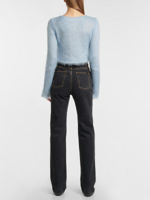 Moherowy sweter Saint Laurent niebieski