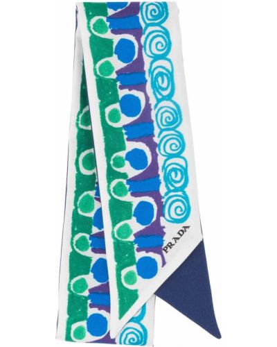 Svilena kravata s potiskom Prada modra