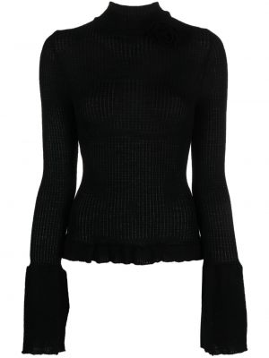 Pleten pulover s cvetličnim vzorcem Blumarine črna