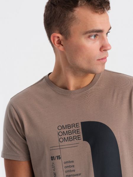 Памучна тениска Ombre кафяво