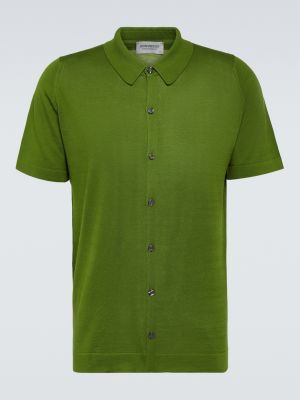 Хлопковая рубашка John Smedley зеленая