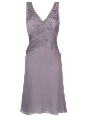 Hedvábné šaty bez rukávů Prada Pre-owned fialové