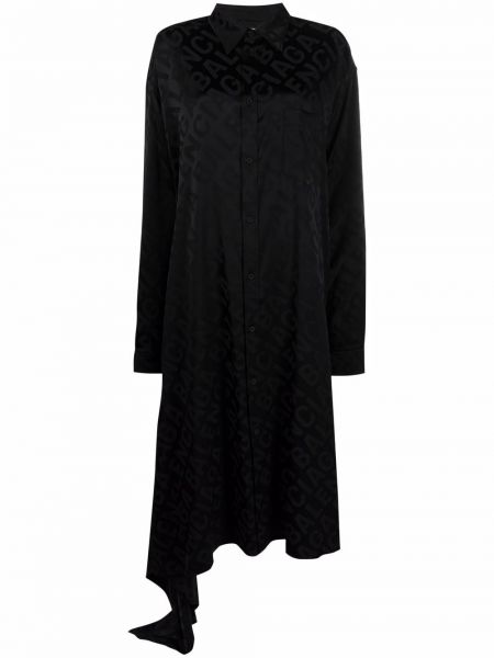 Vestido camisero de tejido jacquard asimétrico Balenciaga negro