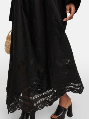 Bavlněné dlouhé šaty s výšivkou Nili Lotan černé