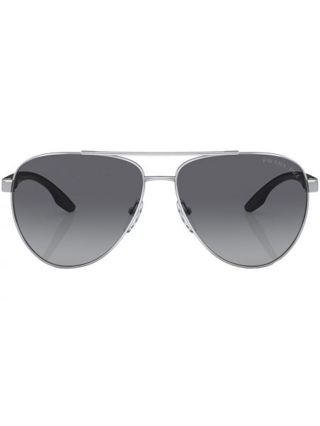 Okulary przeciwsłoneczne z nadrukiem Prada Linea Rossa srebrne