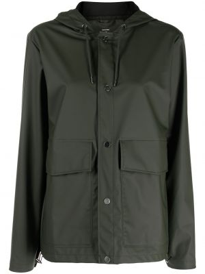 Късо палто с качулка Rains зелено
