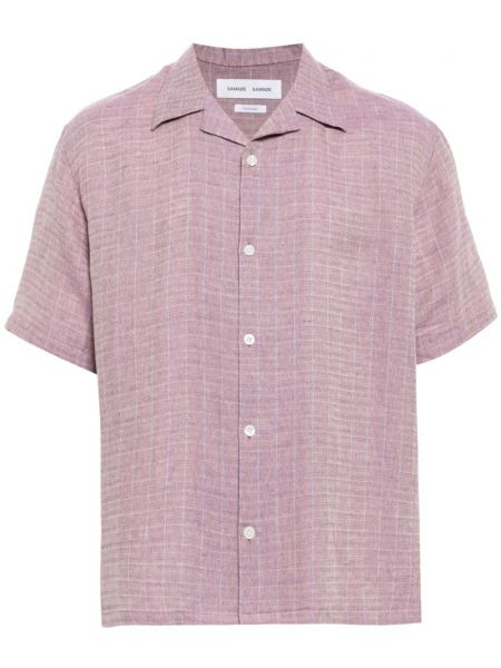 Kockovaná košeľa Samsoe Samsoe fialová