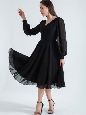 Вечерна рокля с v-образно деколте Lafaba черно