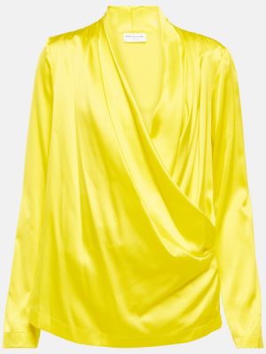 Bluză din satin de mătase Dries Van Noten galben