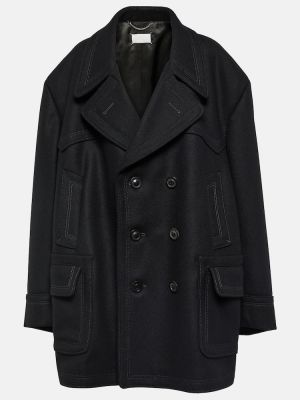 Oversized vlněný krátký kabát Maison Margiela černý