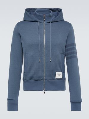 Kokvilnas kapučdžemperis Thom Browne zils