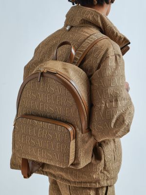 Kožený batoh Versace béžová