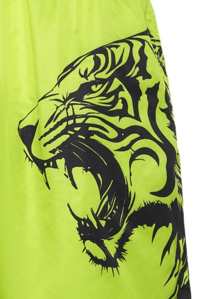 Shorts de sport à imprimé et imprimé rayures tigre Plein Sport jaune