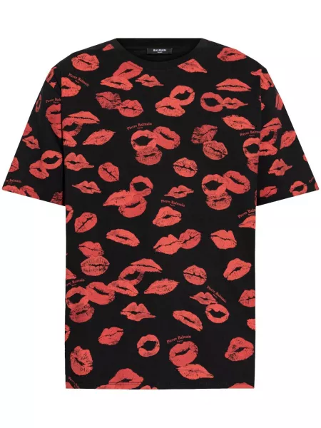 T-shirt med print Balmain sort