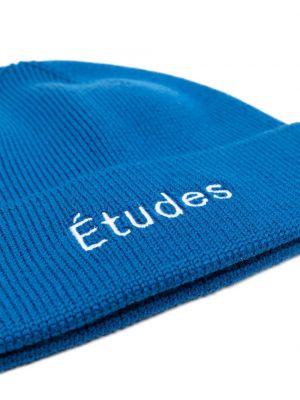 Woll mütze mit stickerei études blau
