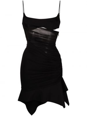 Sukienka koktajlowa szyfonowa Mugler czarna