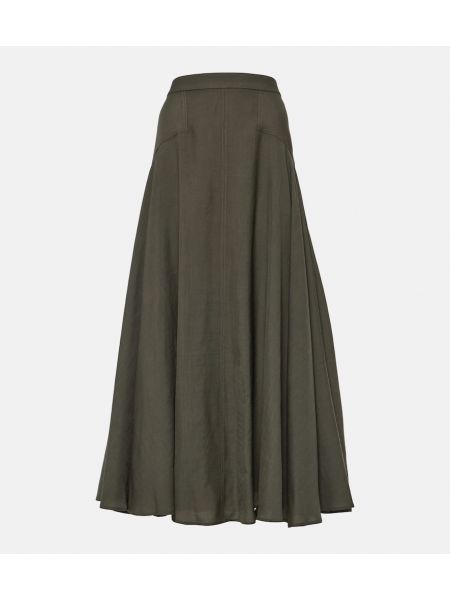 Vlnená dlhá sukňa Loro Piana zelená