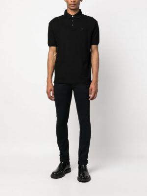 Medvilninis siuvinėtas polo marškinėliai Emporio Armani juoda