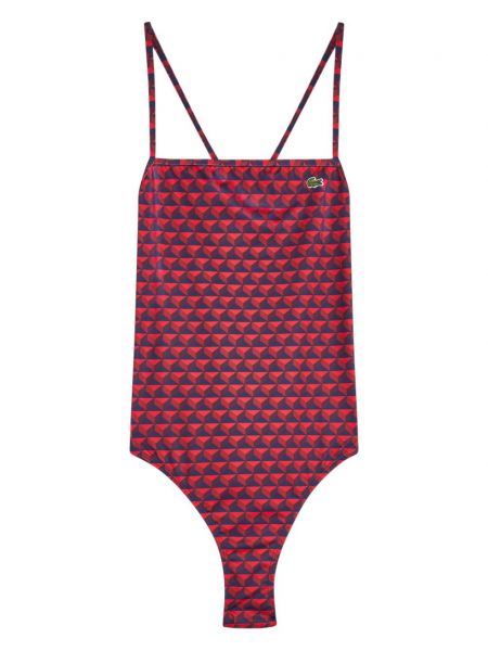 Costum de baie cu imagine cu imprimeu geometric Lacoste