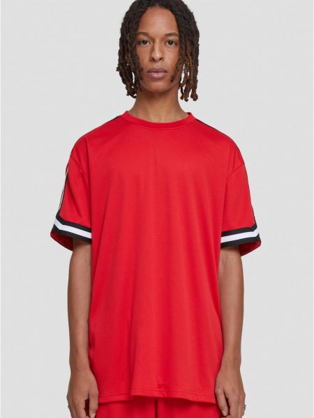 Oversized ριγέ μπλούζα από διχτυωτό Uc Men κόκκινο