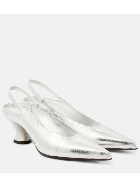 Slingback läder pumpar med remmar Dries Van Noten silver