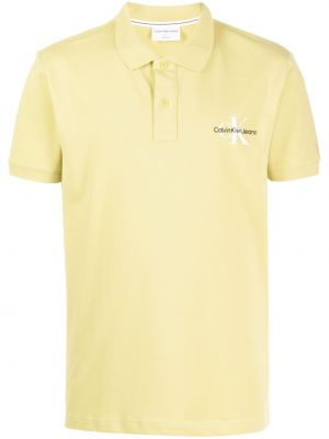 Поло тениска бродирана Calvin Klein жълто