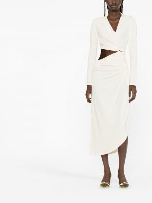 Krepa midi kleita ar drapējumu Off-white balts