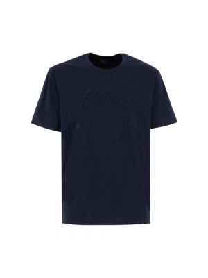 Niebieska haftowana koszulka Brioni