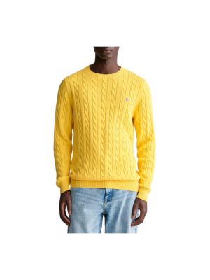 Sweter z dekoltem w serek Gant żółty