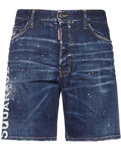 Shorts en jean en coton Dsquared2 bleu