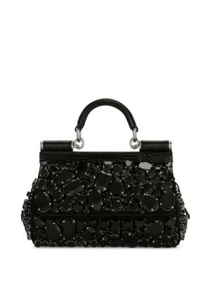 Σατέν τσάντα ώμου Dolce & Gabbana μαύρο