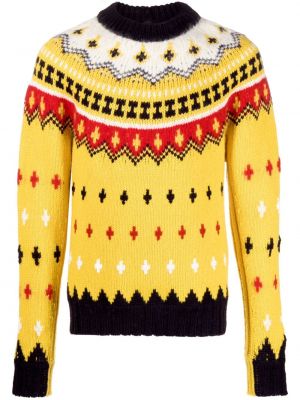 Žakardinis megztinis apvaliu kaklu Moncler Grenoble geltona