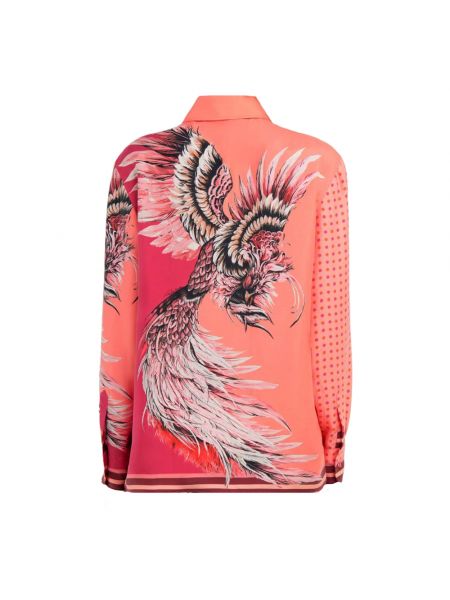 Camisa de seda con plumas con estampado Roberto Cavalli