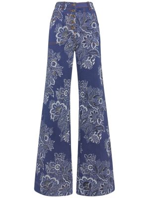 Kvetinové bootcut džínsy s vysokým pásom Etro modrá